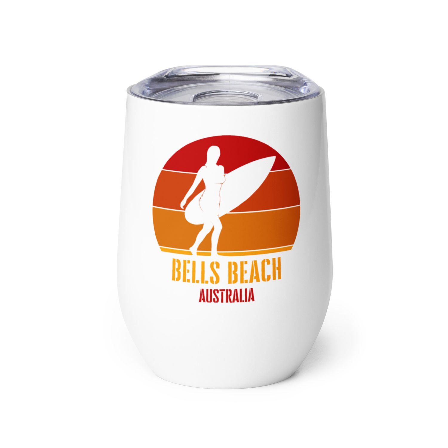 Surfing Bells Beach Australia, Australian Surfer Girl Wine Tumbler