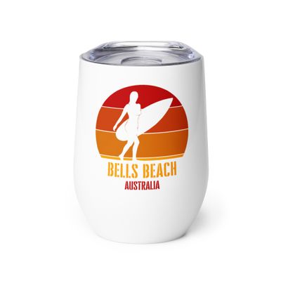 Surfing Bells Beach Australia, Australian Surfer Girl Wine Tumbler