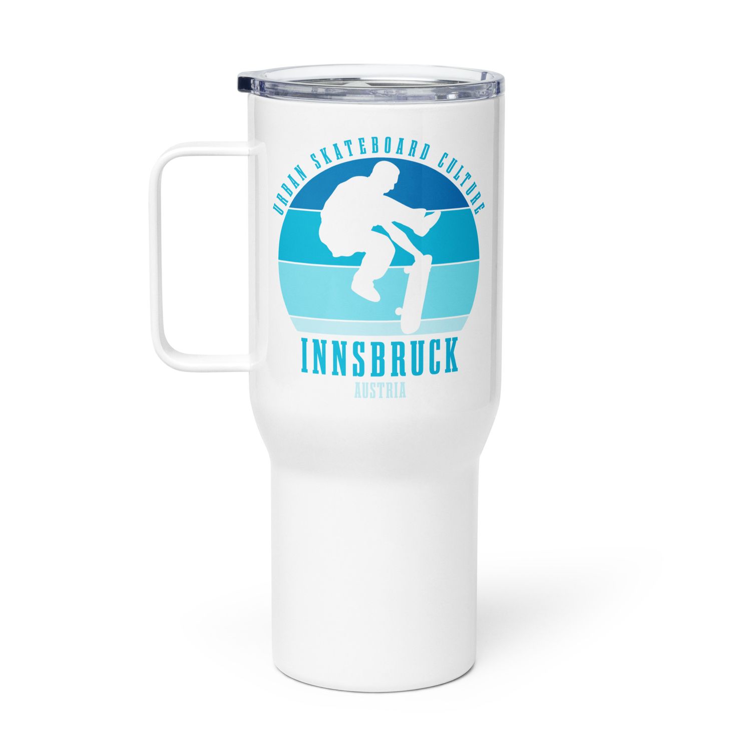 Innsbruck Austria Skateboard Culture Urban Skateboarding Travel Mug with a Handle