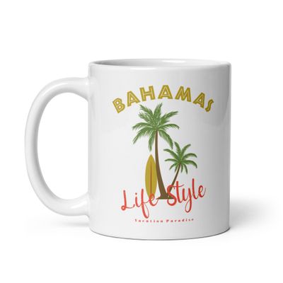 Bahamas Tropical Life Style, Tourist Vacation White Coffee Mug