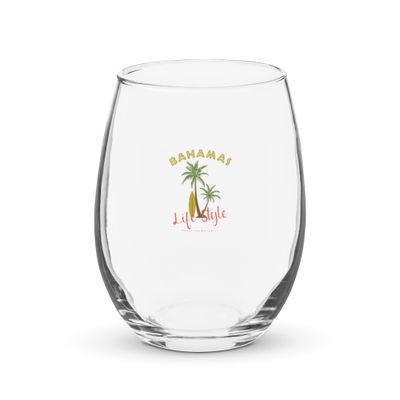 Bahamas Tropical Life Style, Tourist Vacation Stemless Wine Glass