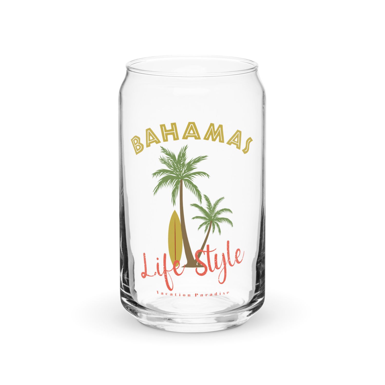 Bahamas Tropical Life Style, Tourist Vacation Can-Shaped Glass