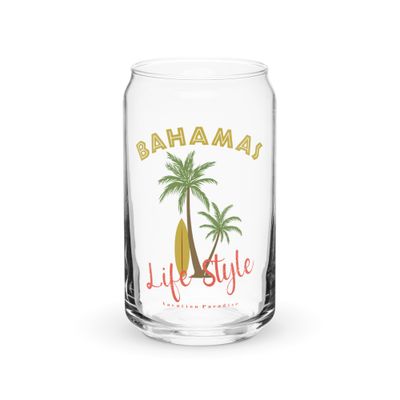 Bahamas Tropical Life Style, Tourist Vacation Can-Shaped Glass