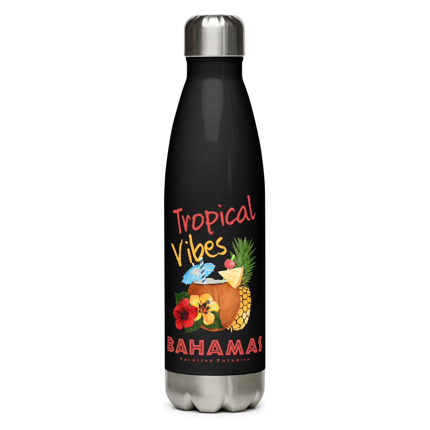 Bahamas Tropical Vibes, Tourist Vacation Stainless Steel Water Bottle