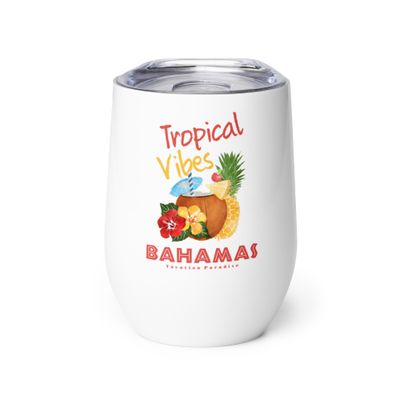 Bahamas Tropical Vibes, Tourist Vacation Wine Tumbler