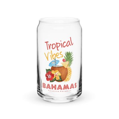 Bahamas Tropical Vibes, Tourist Vacation Can-Shaped Glass