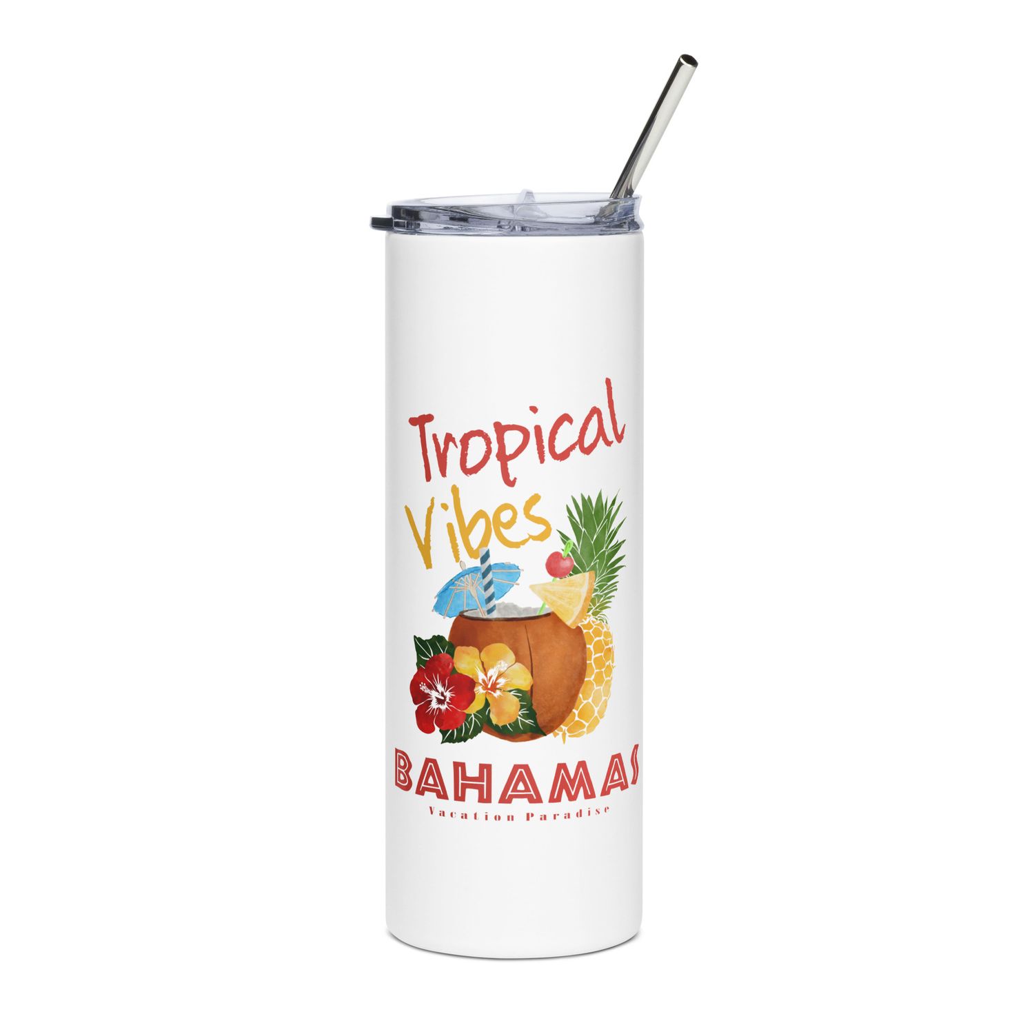 Bahamas Tropical Vibes, Tourist Vacation Stainless Steel Tumbler