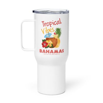 Bahamas Tropical Vibes, Tourist Vacation Travel Mug with a Handle