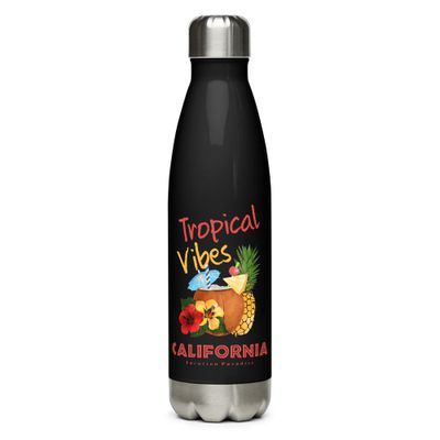 California Tropical Vibes, Tourist Vacation Stainless Steel Water Bottle