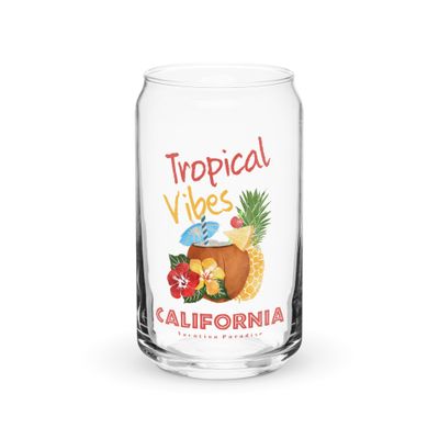 California Tropical Vibes, Tourist Vacation Can-Shaped Glass