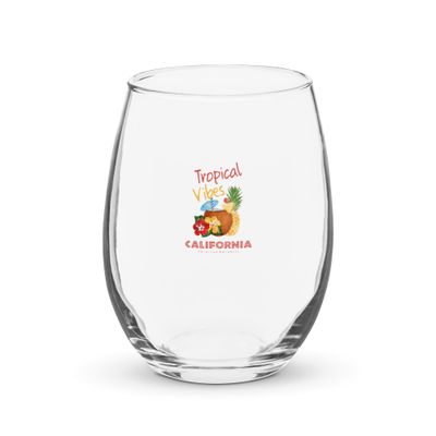California Tropical Vibes, Tourist Vacation Stemless Wine Glass