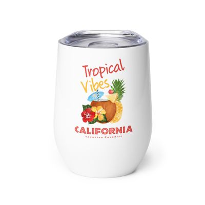California Tropical Vibes, Tourist Vacation Wine Tumbler