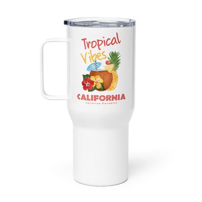 California Tropical Vibes, Tourist Vacation Travel Mug with a Handle