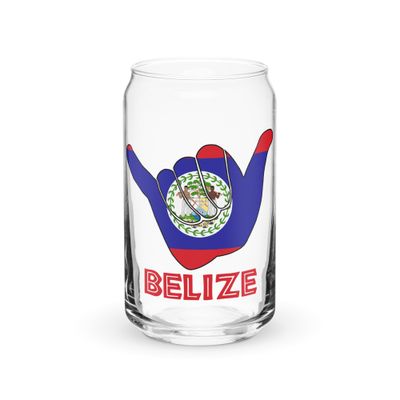 Belize Shaka Hang Loose Belize Flag Can-Shaped Glass