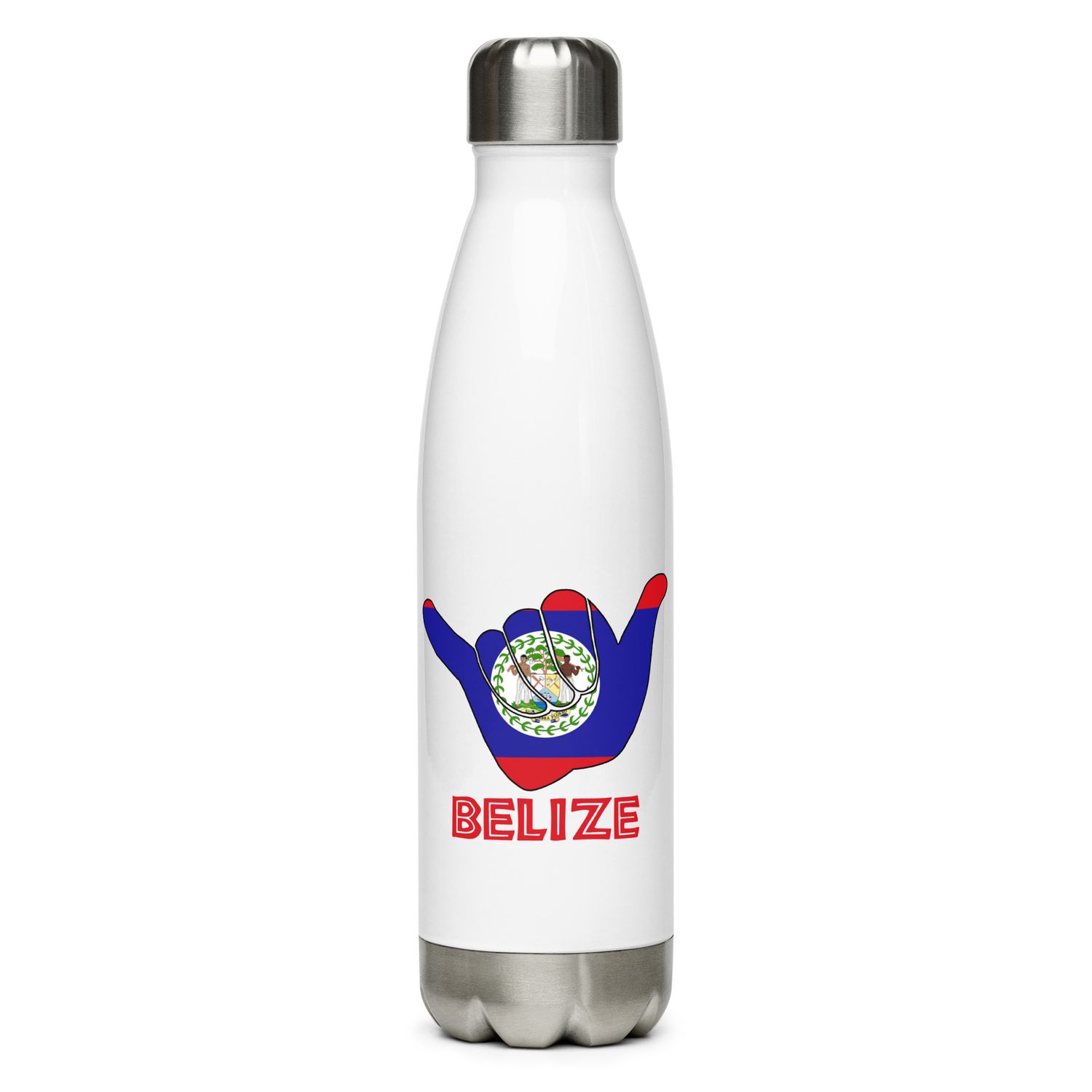 Belize Shaka Hang Loose Belize Flag Stainless Steel Water Bottle