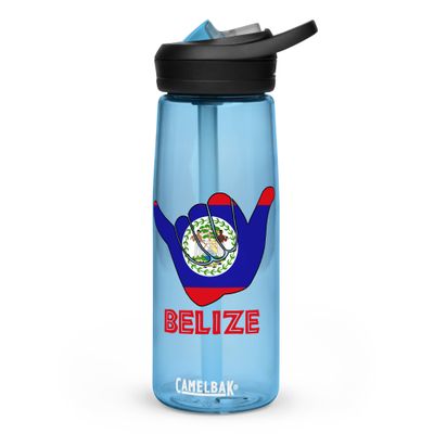 Belize Shaka Hang Loose Belize Flag Sports Water Bottle