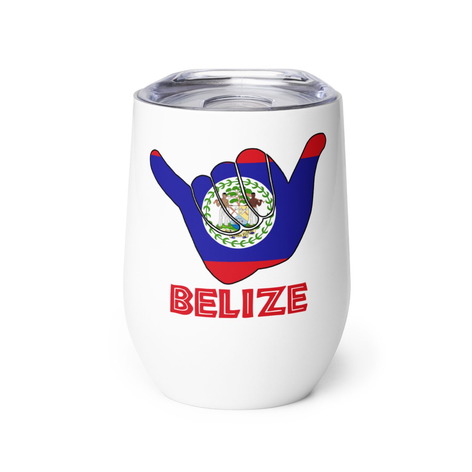 Belize Shaka Hang Loose Belize Flag Wine Tumbler