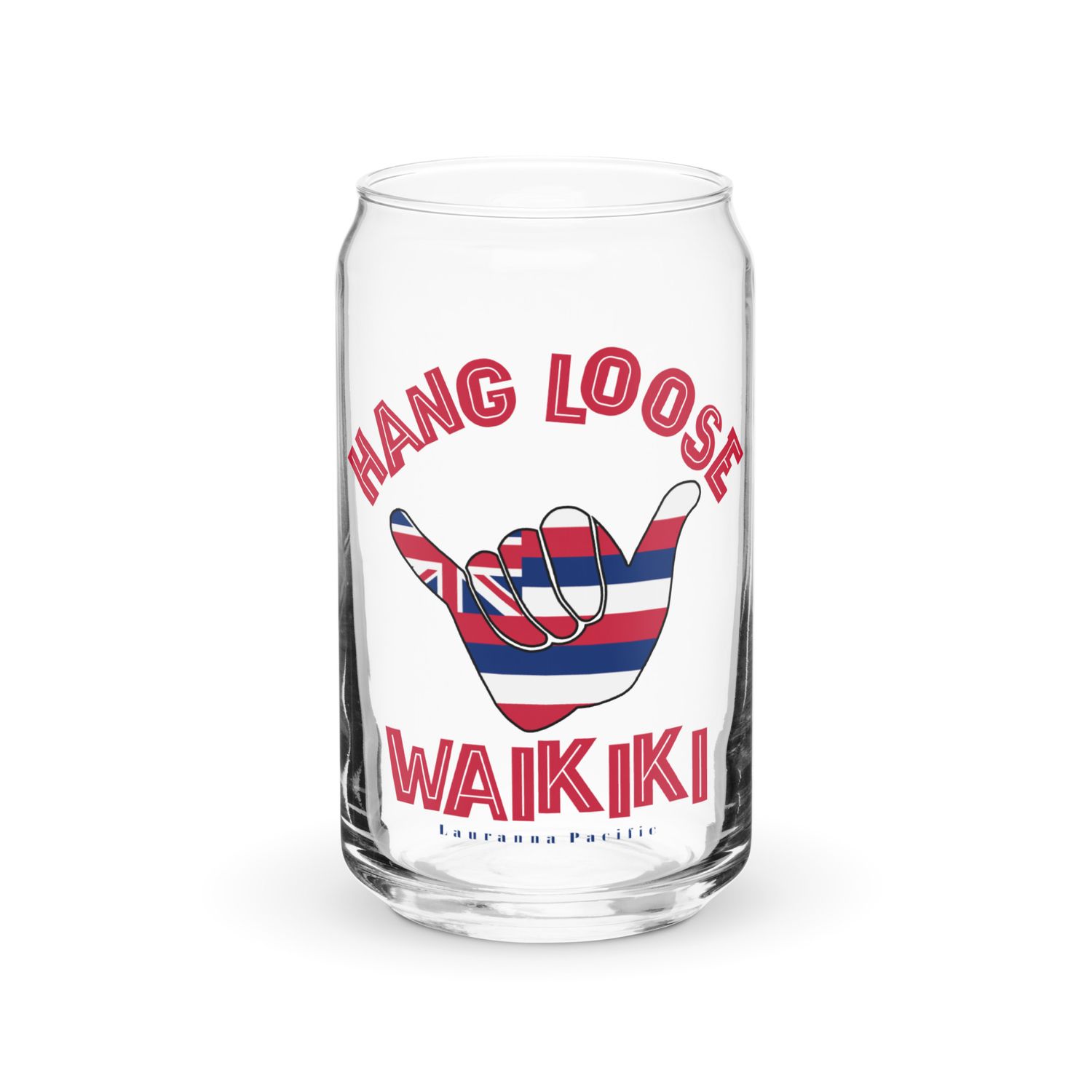 Waikiki Shaka Hang Loose Hawaiian Flag Can-Shaped Glass