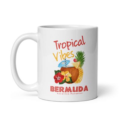 Bermuda Tropical Vibes, Tourist Vacation White Coffee Mug