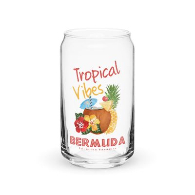 Bermuda Tropical Vibes, Tourist Vacation Can-Shaped Glass