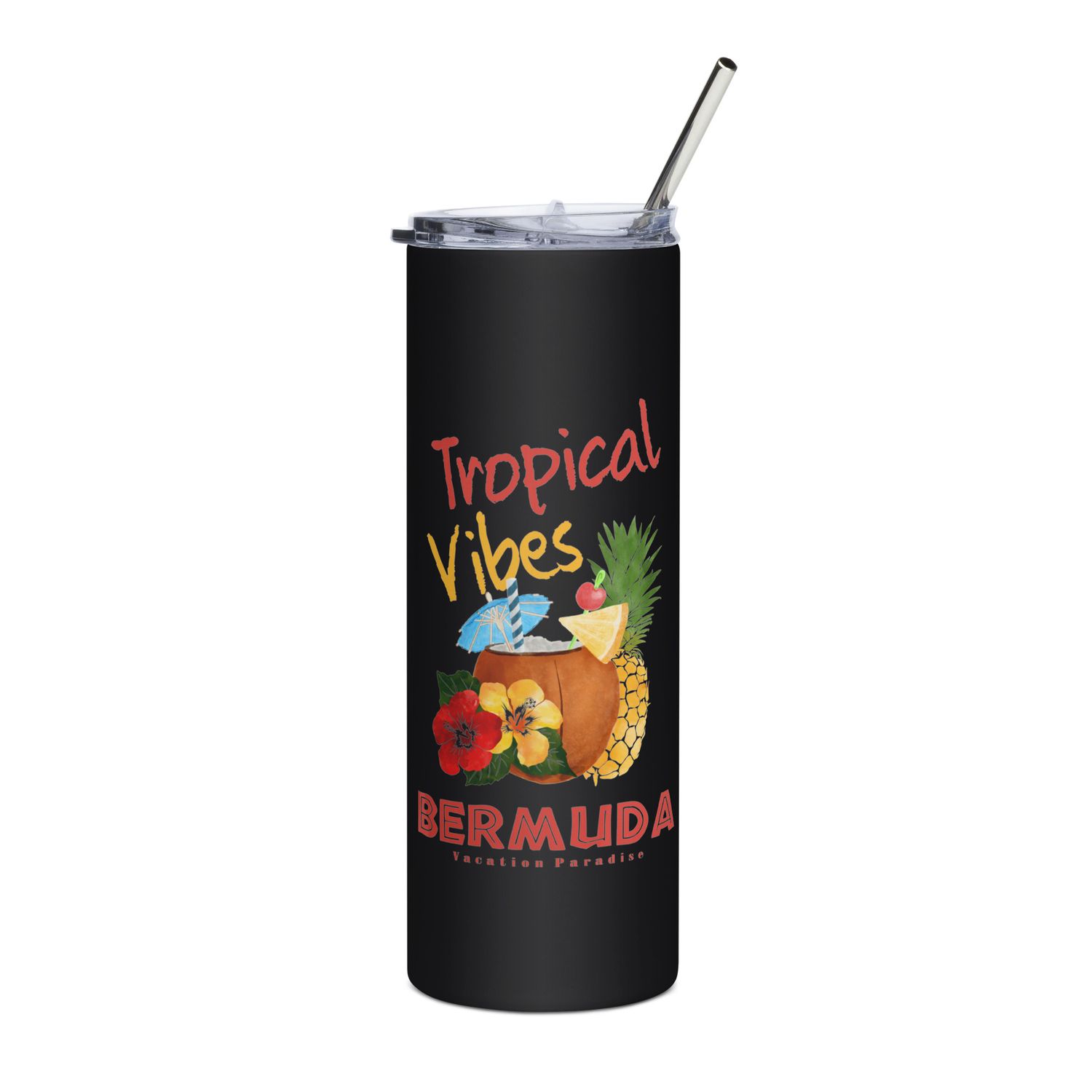 Bermuda Tropical Vibes, Tourist Vacation Stainless Steel Tumbler