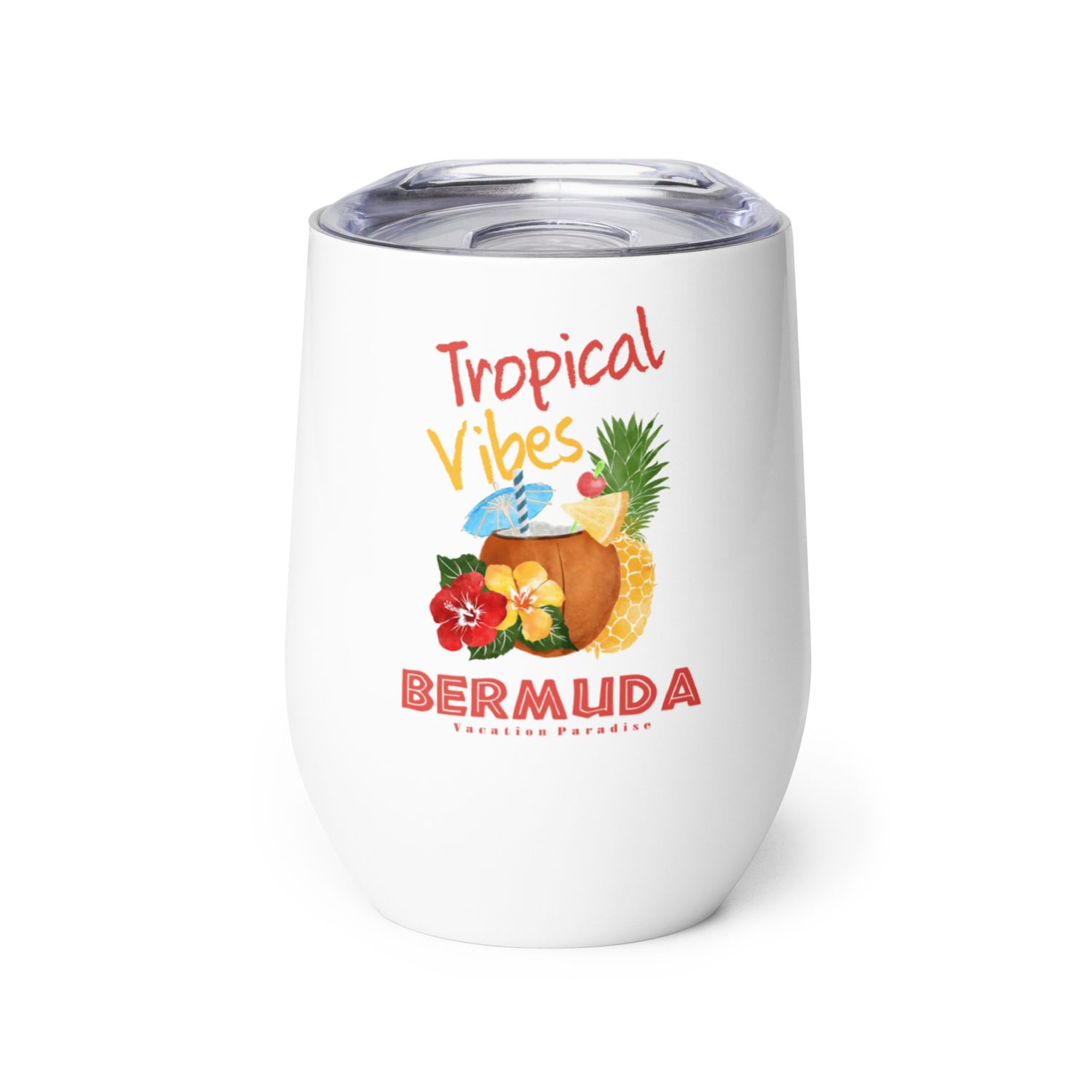 Bermuda Tropical Vibes, Tourist Vacation Wine Tumbler