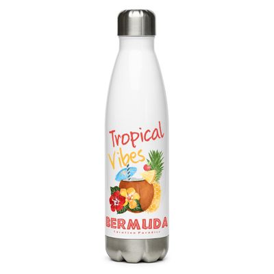 Bermuda Tropical Vibes, Tourist Vacation Stainless Steel Water Bottle