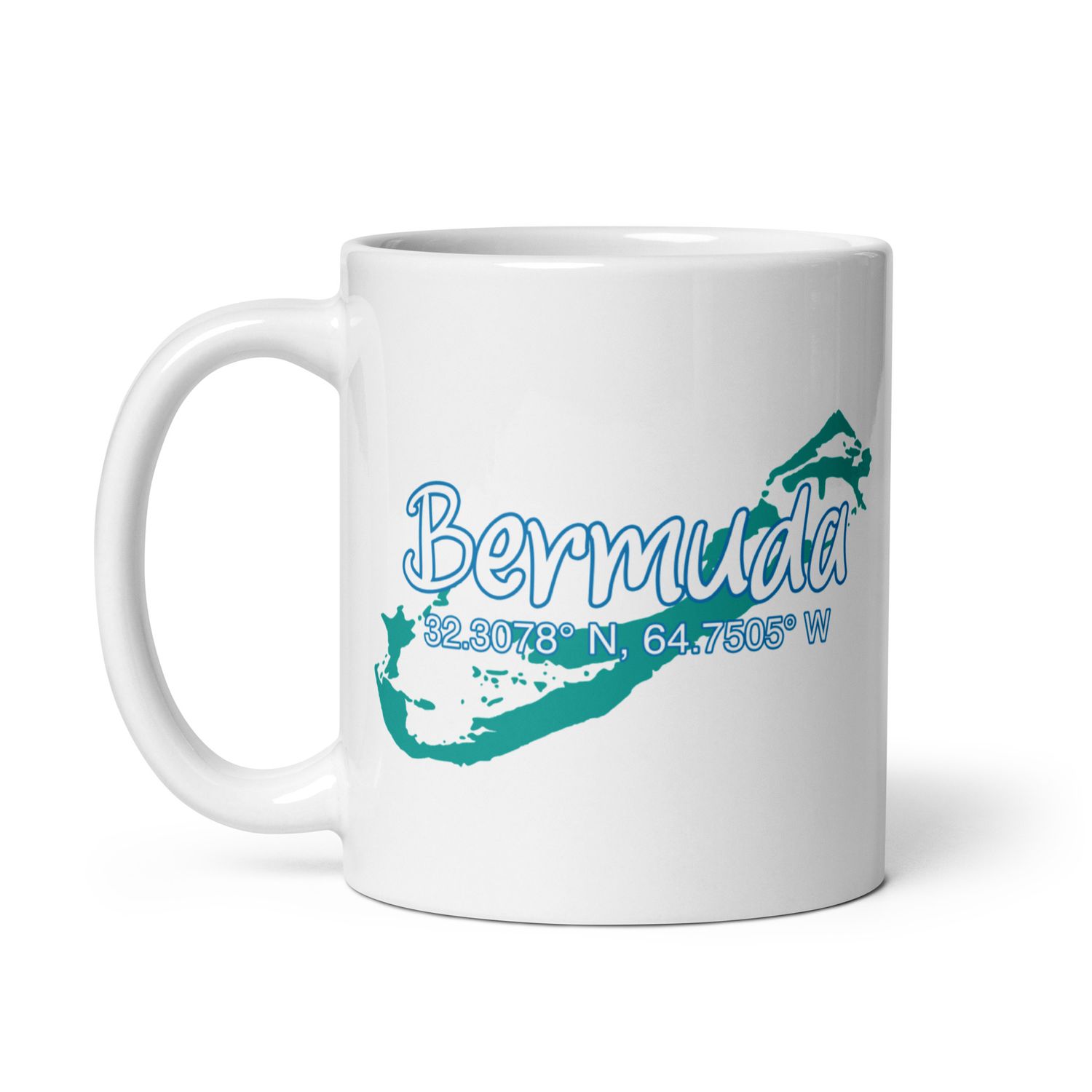 Bermuda Island Coordinates, Tourist Vacation White Coffee Mug