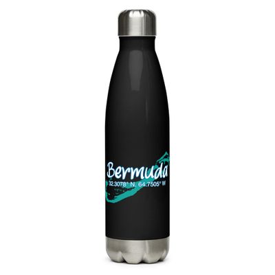 Bermuda Island Coordinates, Tourist Vacation Stainless Steel Water Bottle