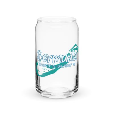 Bermuda Island Coordinates, Tourist Vacation Can-Shaped Glass
