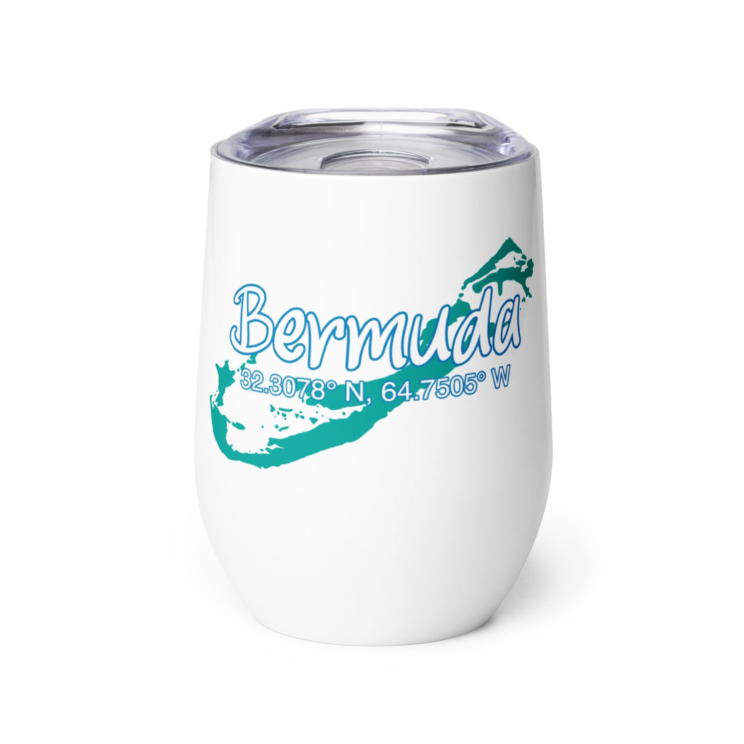Bermuda Island Coordinates, Tourist Vacation Wine Tumbler