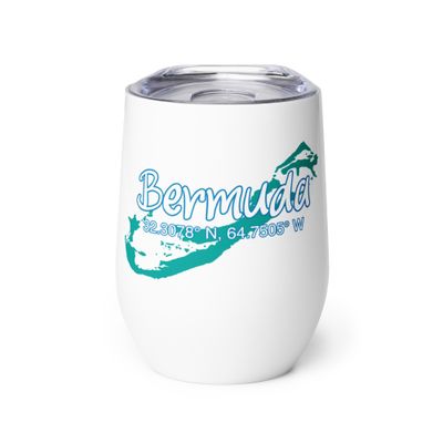 Bermuda Island Coordinates, Tourist Vacation Wine Tumbler