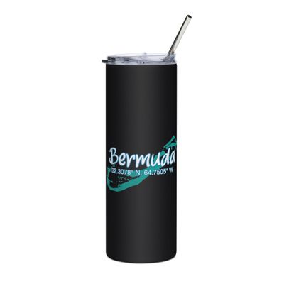 Bermuda Island Coordinates, Tourist Vacation Stainless Steel Tumbler