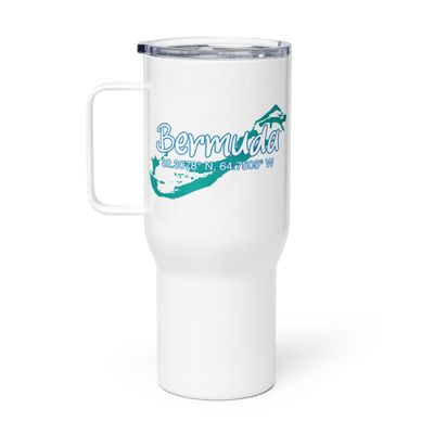 Bermuda Island Coordinates, Tourist Vacation Travel Mug with a Handle