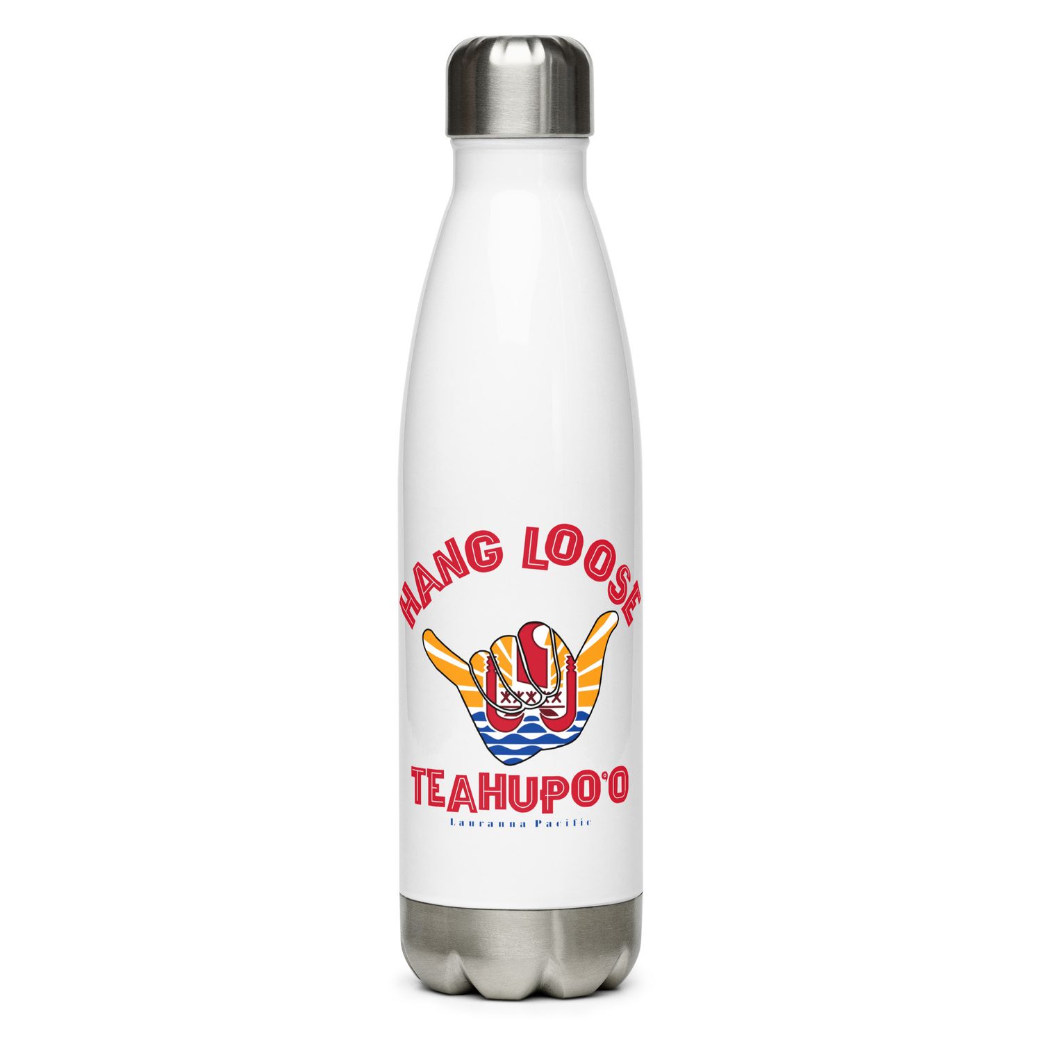 Teahupoo Shaka Hang Loose Tahiti Flag Stainless Steel Water Bottle
