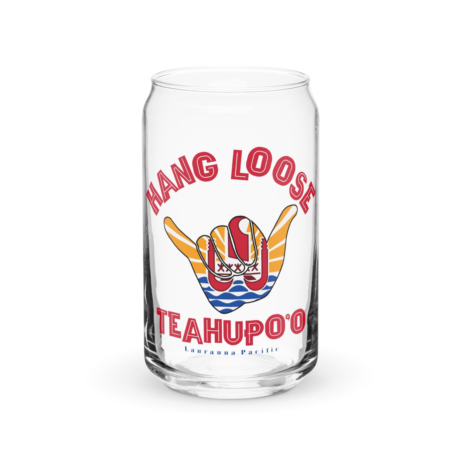 Teahupoo Shaka Hang Loose Tahiti Flag Can-Shaped Glass