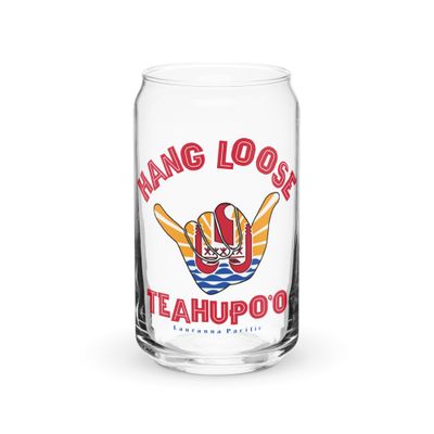 Teahupoo Shaka Hang Loose Tahiti Flag Can-Shaped Glass