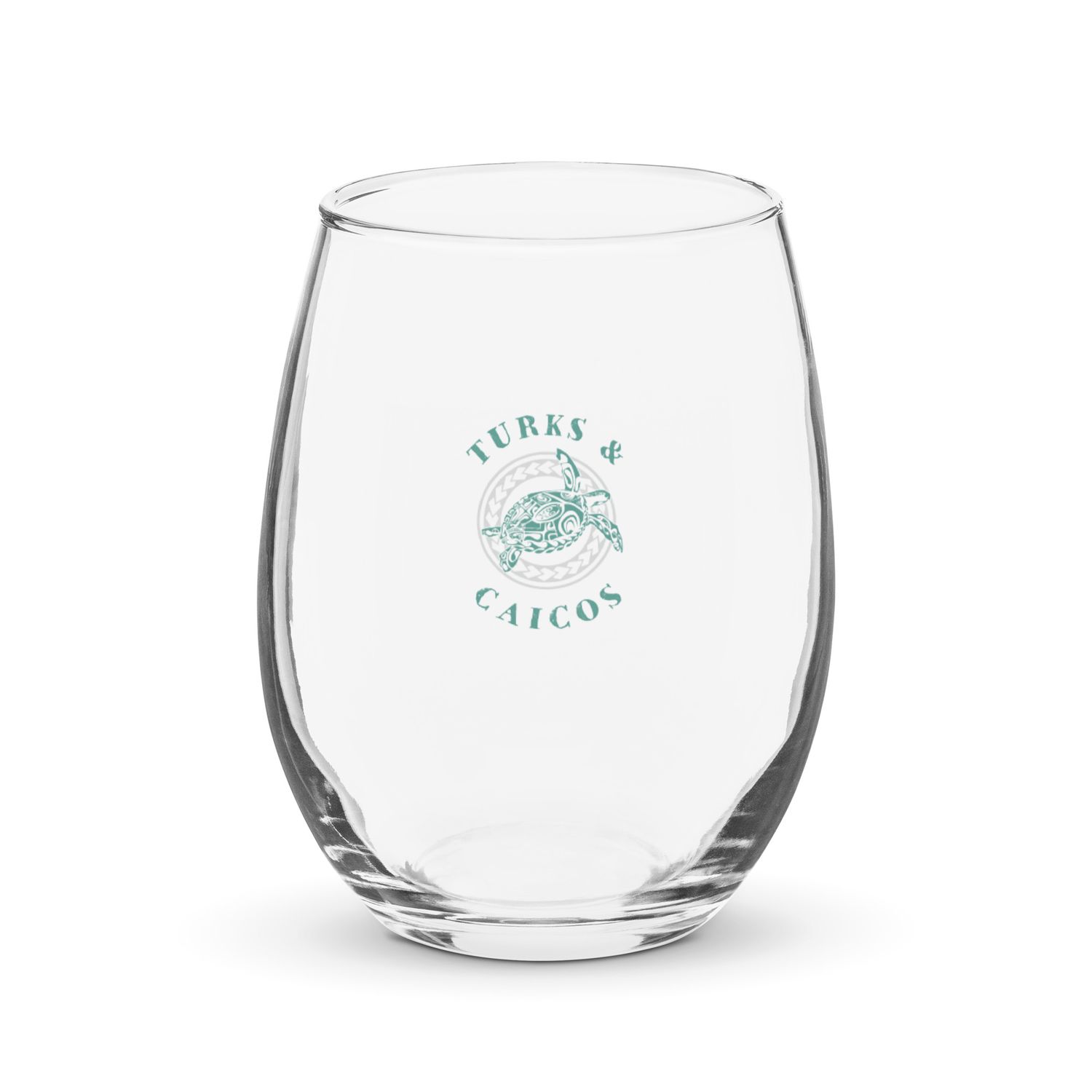 Turks and Caicos Caribbean Tribal Tattoo Sea Turtle Stemless Wine Glass