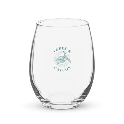 Turks and Caicos Caribbean Tribal Tattoo Sea Turtle Stemless Wine Glass