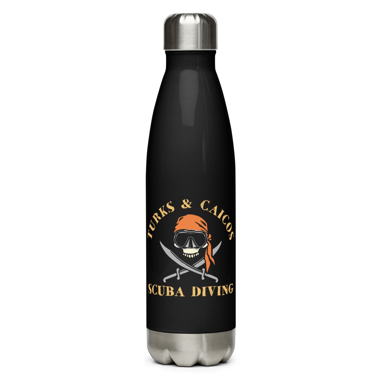 Turks and Caicos Pirate Scuba Diver Stainless Steel Water Bottle