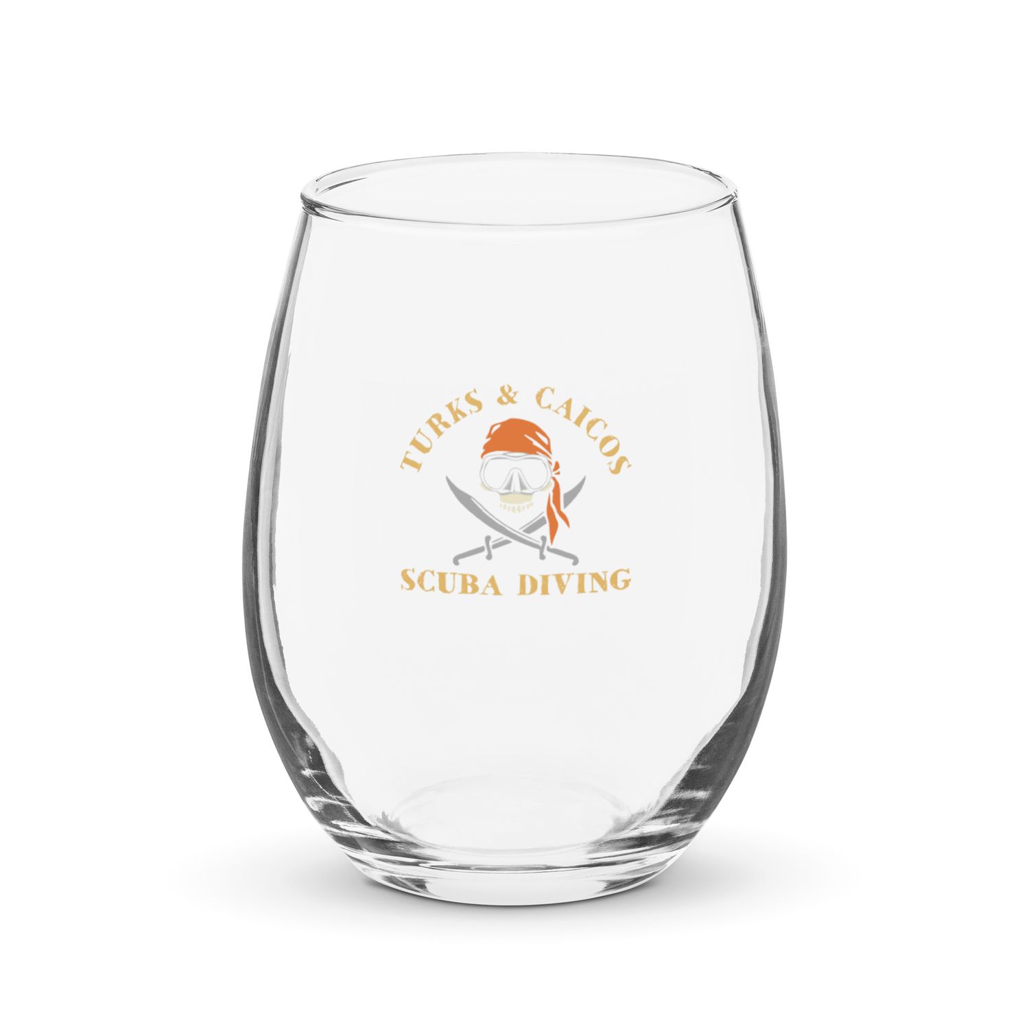 Turks and Caicos Pirate Scuba Diver Stemless Wine Glass