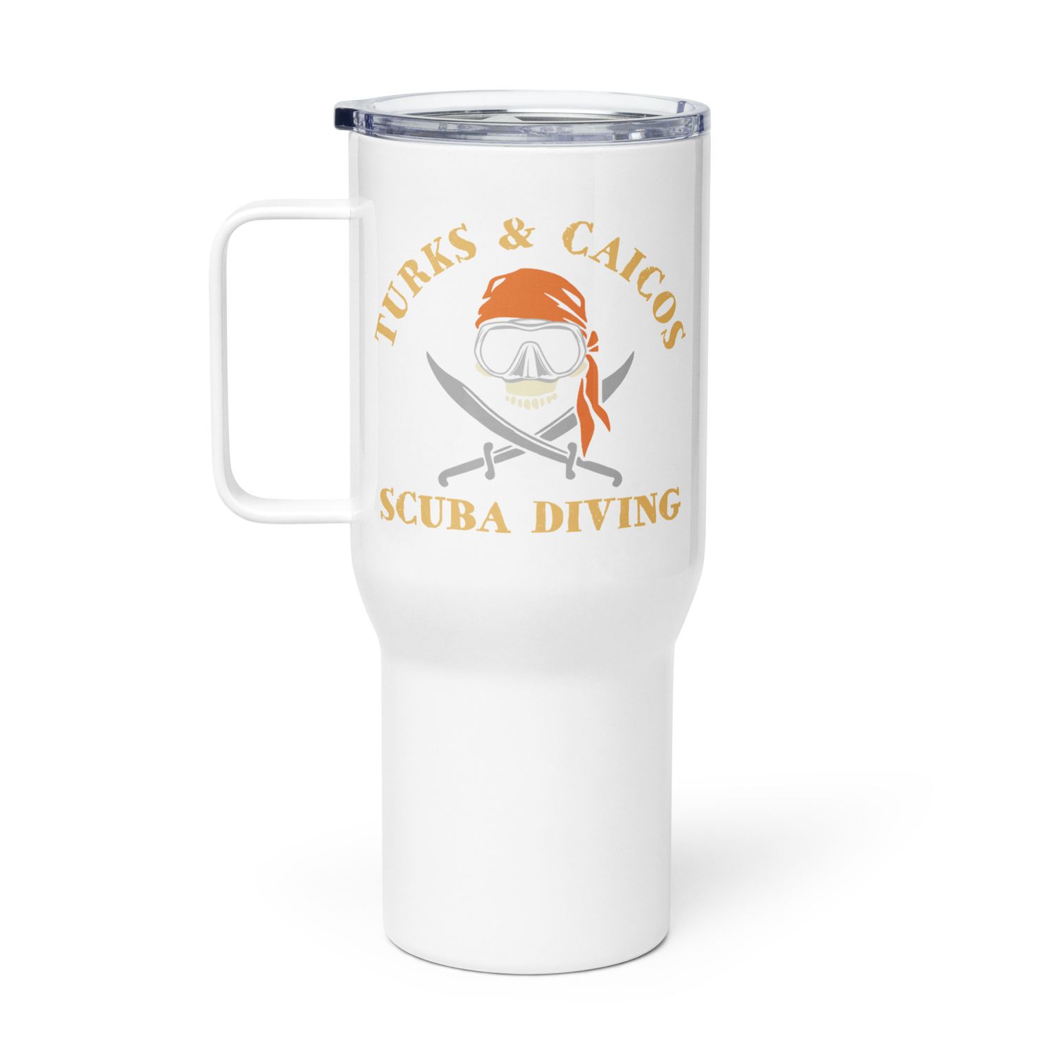 Turks and Caicos Pirate Scuba Diver Travel Mug with a Handle