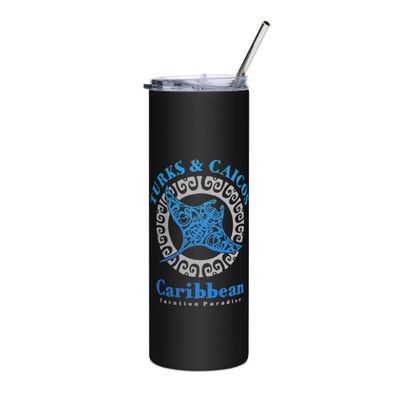 Manta Ray Turks and Caicos Tribal Tattoo Stainless Steel Tumbler