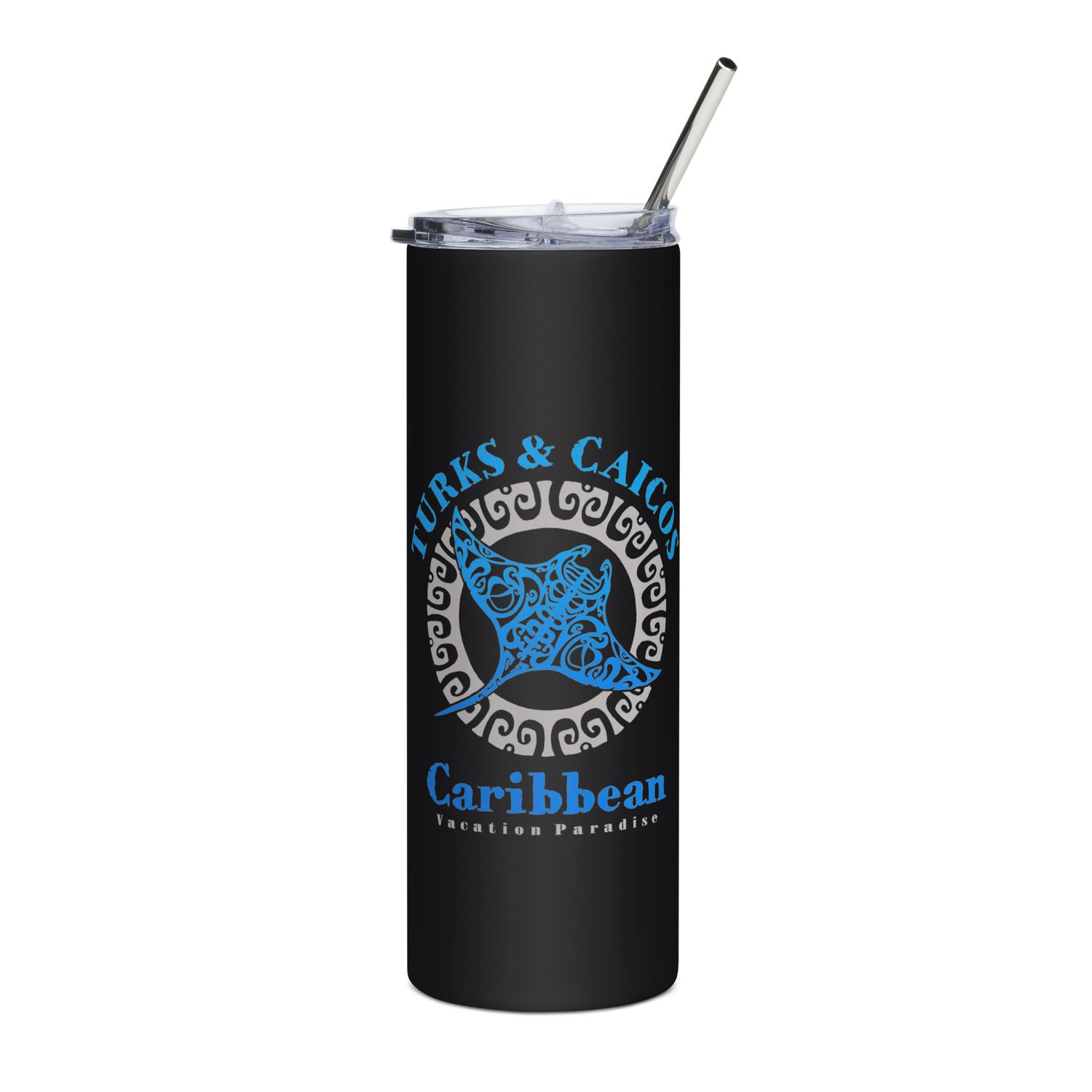 Manta Ray Turks and Caicos Tribal Tattoo Stainless Steel Tumbler