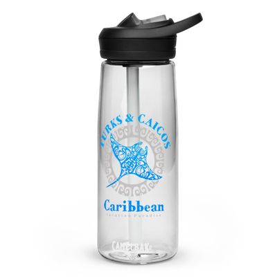 Manta Ray Turks and Caicos Tribal Tattoo Sports Water Bottle