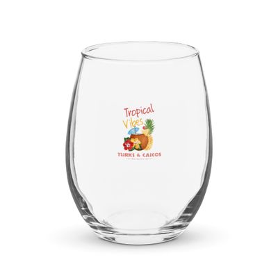 Turks and Caicos Tropical Vibes, Tourist Vacation Stemless Wine Glass