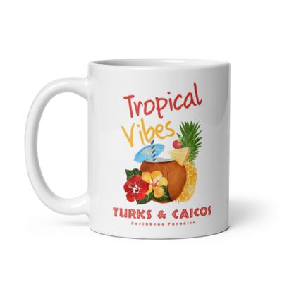 Turks and Caicos Tropical Vibes, Tourist Vacation White Coffee Mug