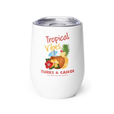 Turks and Caicos Tropical Vibes, Tourist Vacation Wine Tumbler