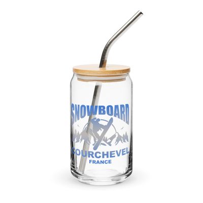 Snowboard Rider Courchevel France Can-Shaped Glass