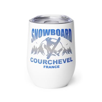 Snowboard Rider Courchevel France Wine Tumbler